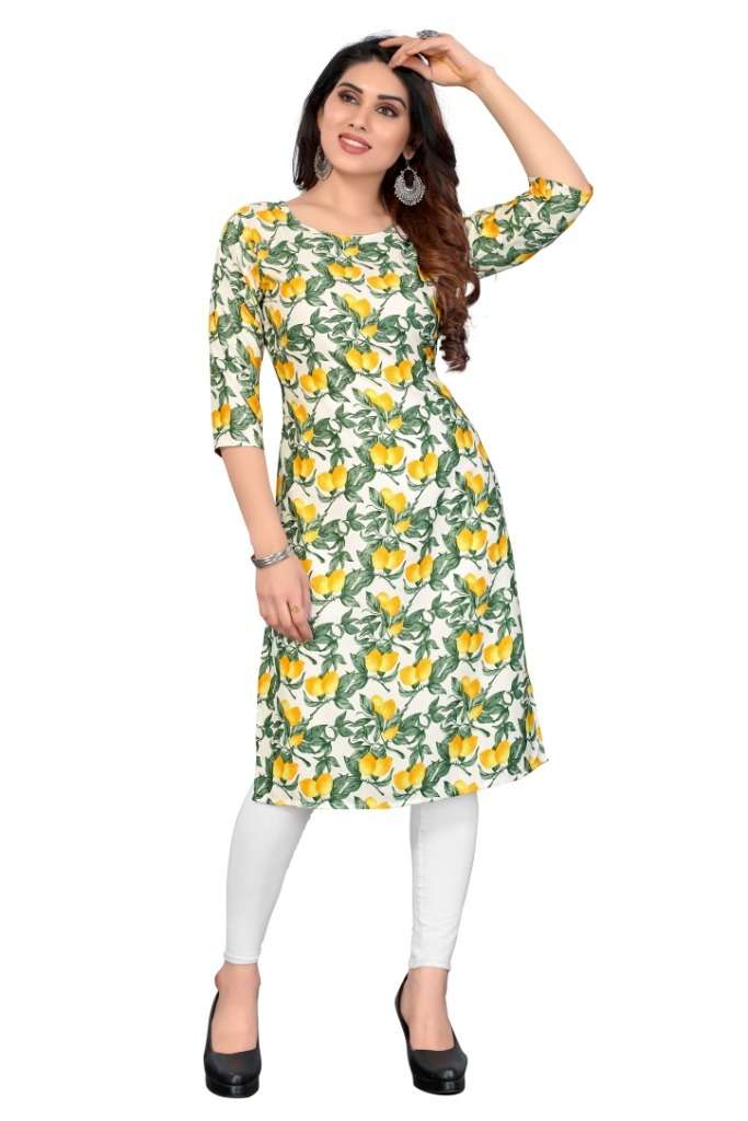 D 31 Casual Wear Printed Crepe Kurti Wholesale catalog