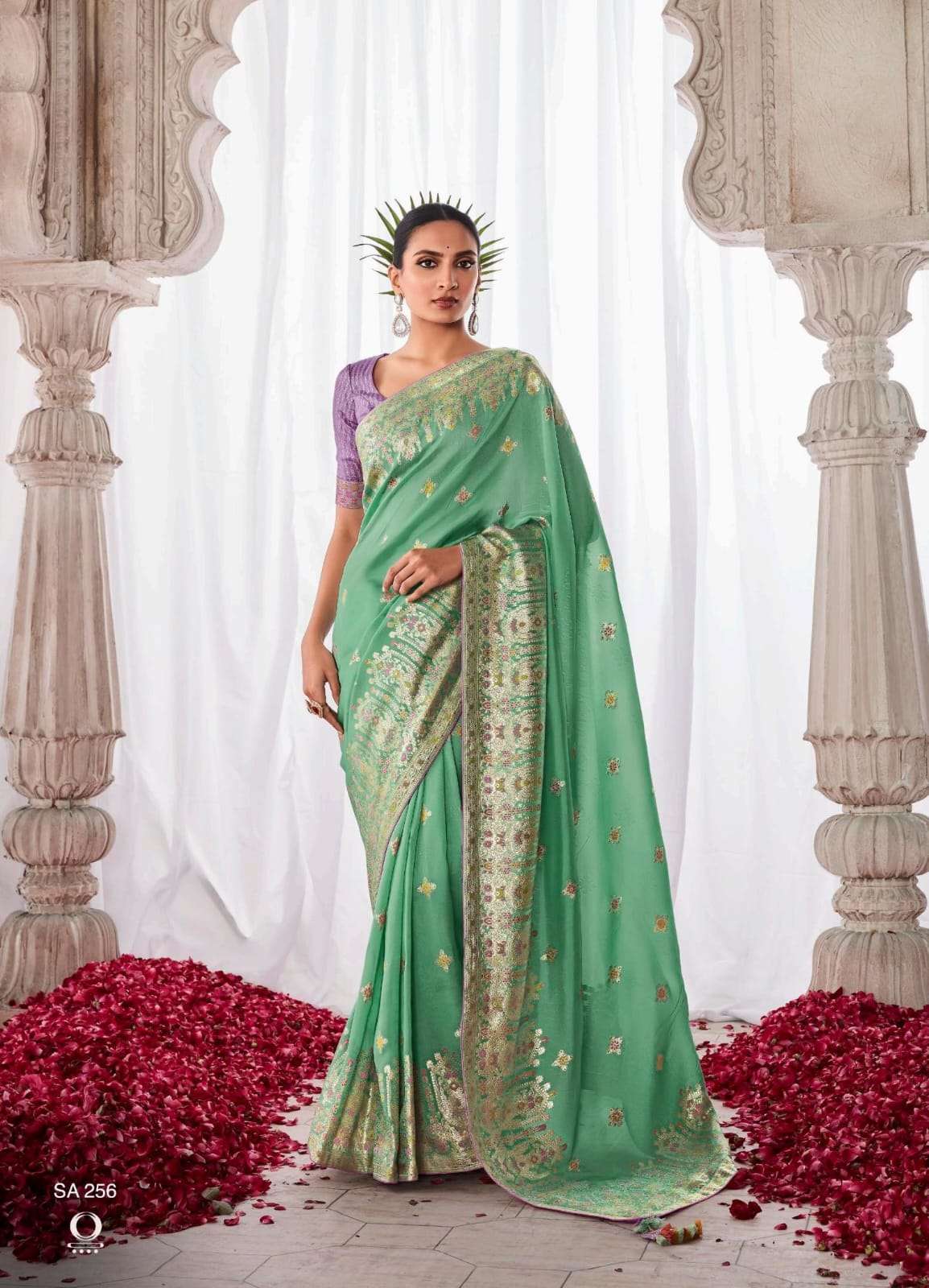 Buy Wedding Wear Pista Green Embroidery Work Dola Silk Saree Online From  Surat Wholesale Shop.