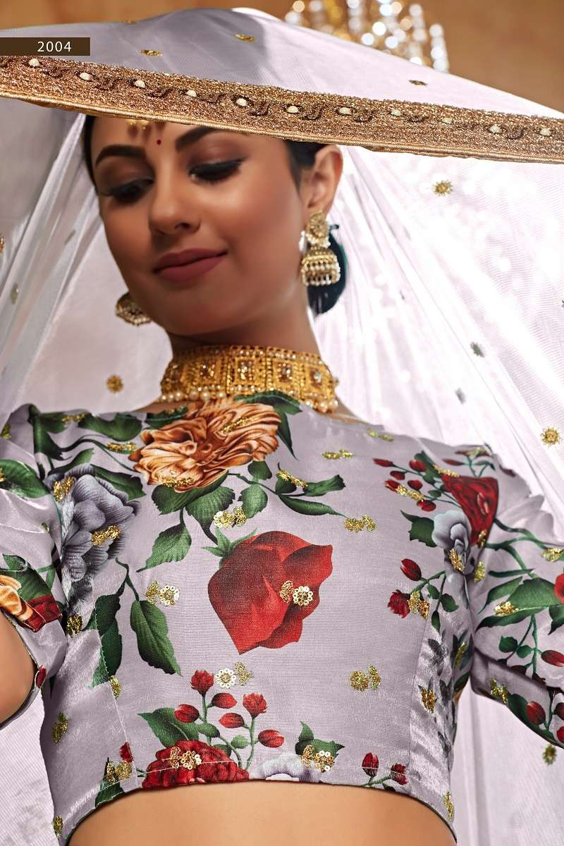 LISHVAA VOL-1 GREY WEDDING SEASON SPECIAL FLOWER PRINTED LEHNAGA CHOLI Wholesale catalog