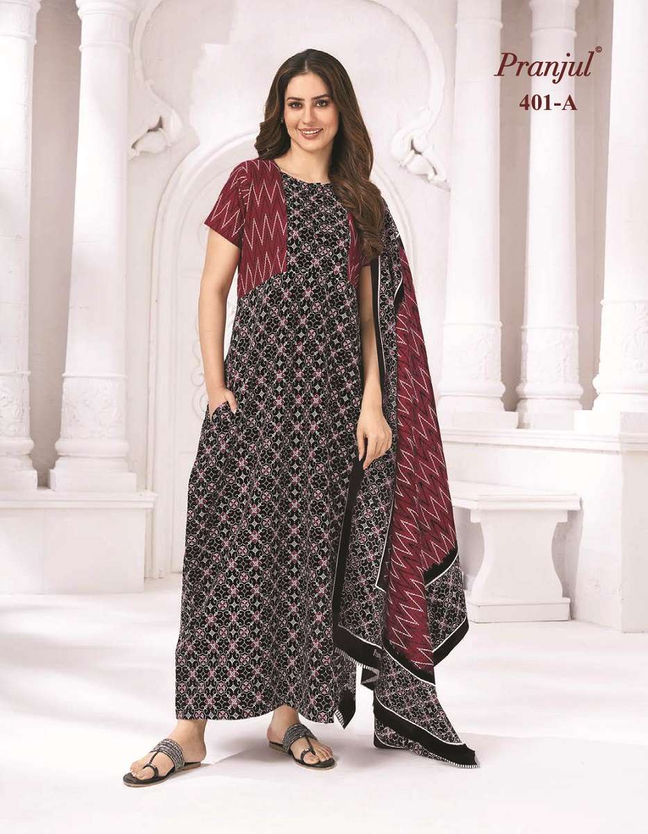 Pranjul Pratishtha Long Nighties With Dupatta -Wholesale Catalog