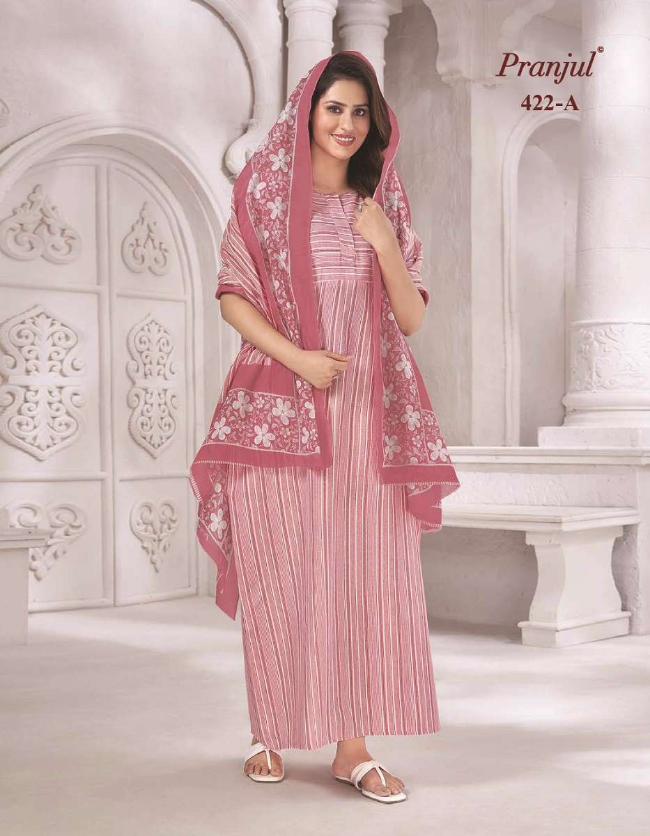 Pranjul Pratishtha Long Nighties With Dupatta -Wholesale Catalog