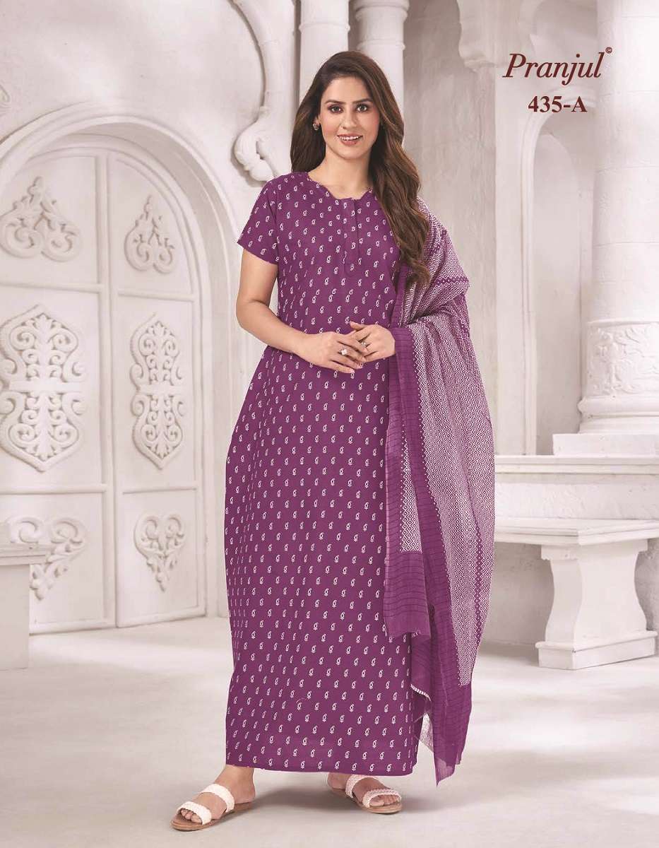 Pranjul Pratishtha Long Nighties With Dupatta -Wholesale Catalog