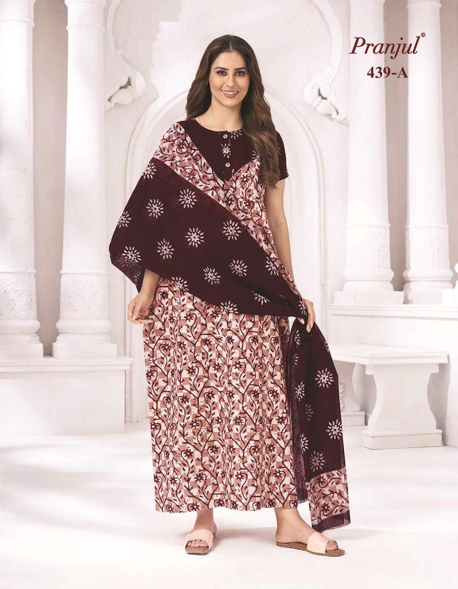 Pranjul Pratishtha Long Nighties With Dupatta -Wholesale Catalog