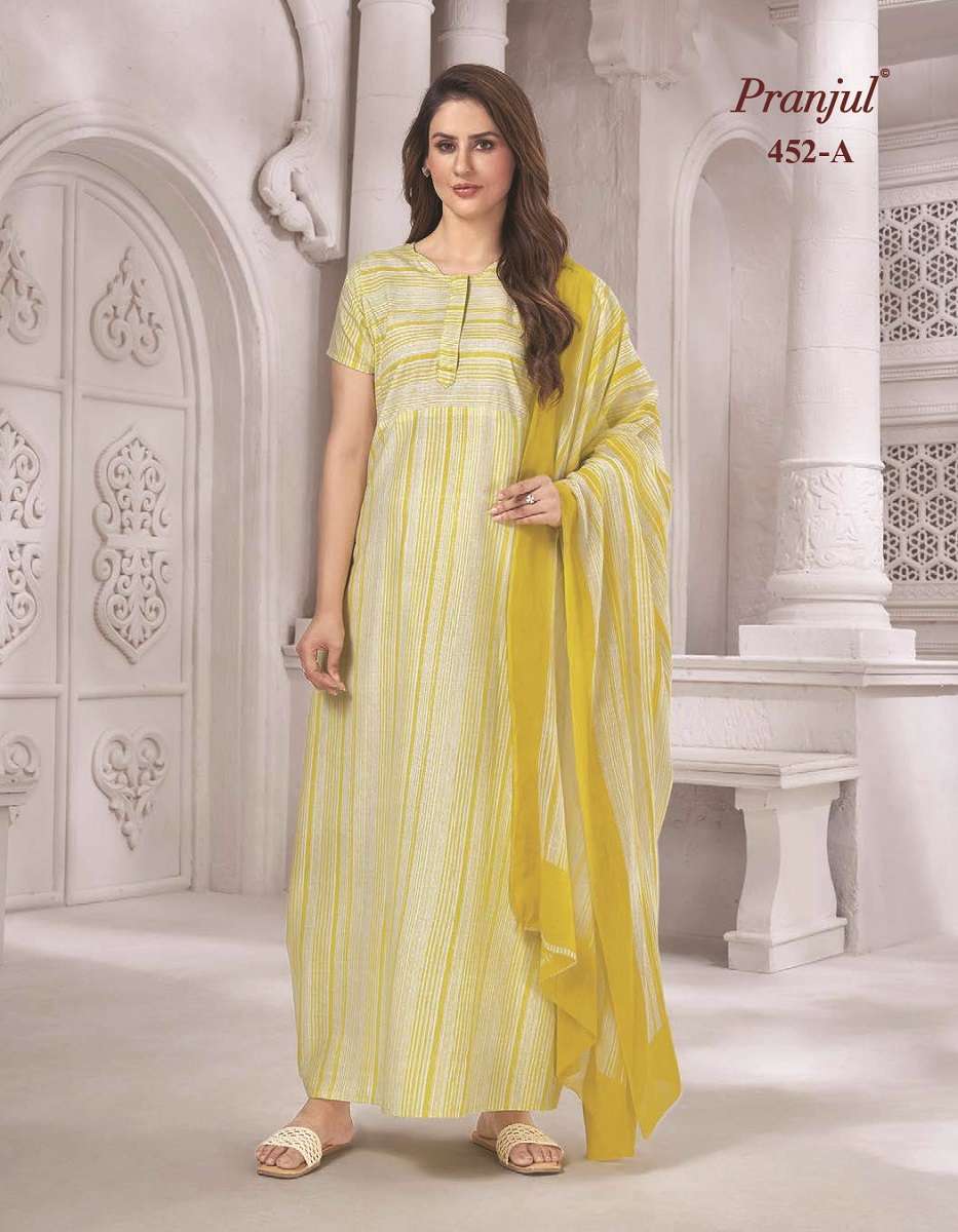 Pranjul Pratishtha Long Nighties With Dupatta -Wholesale Catalog