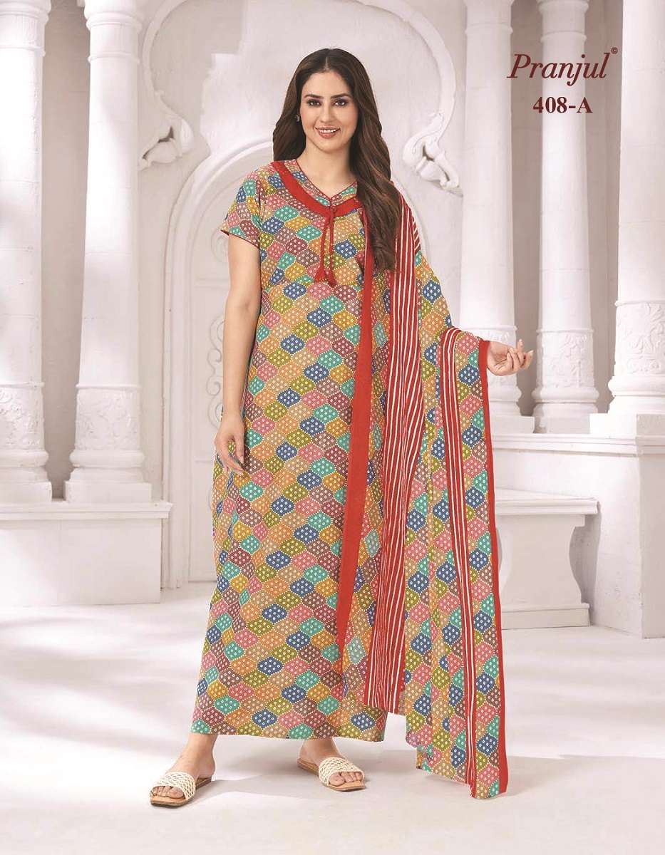 Pranjul Pratishtha Long Nighties With Dupatta -Wholesale Catalog