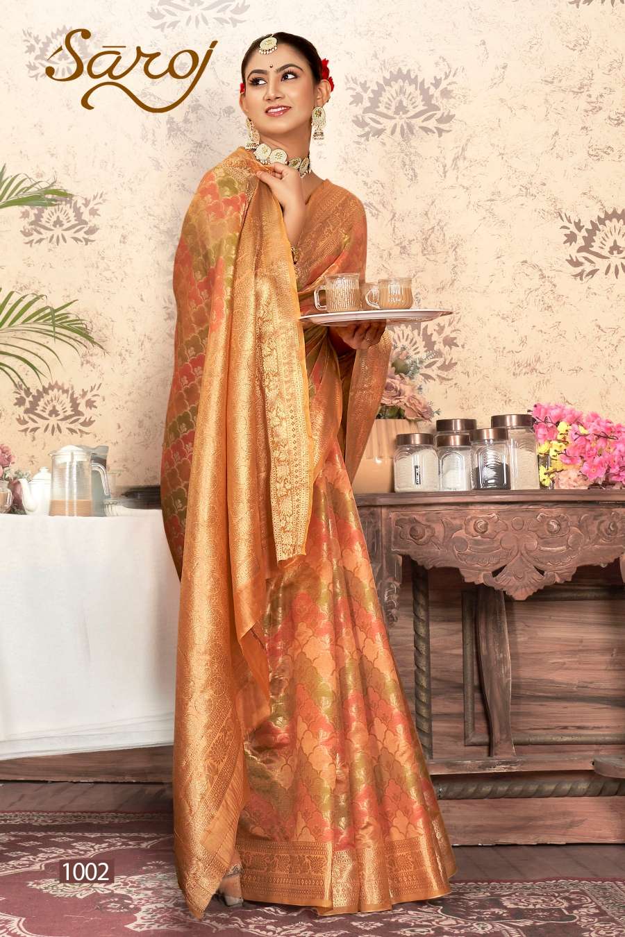 Soft Organza saree with Diamond Silk blouse (BYC-46967-100001) -  sellURsaree.com