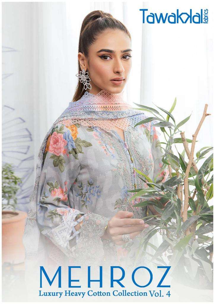 Tawakal Mehroz Vol-4 -Luxury Heavy Karachi Cotton Dress Material - Wholesale Catalog