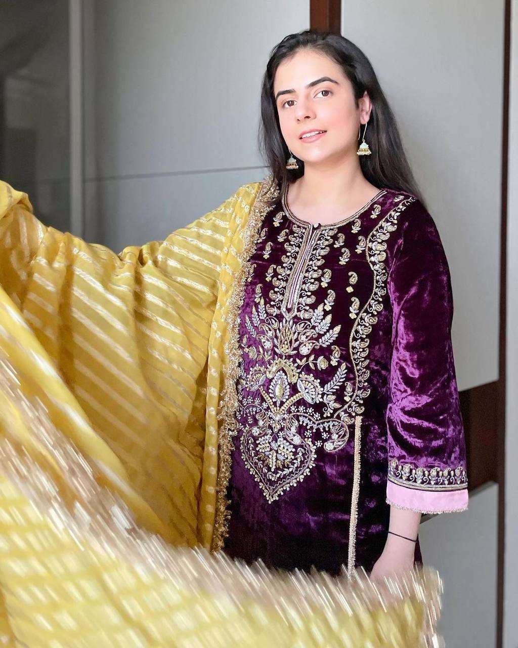 1133 Heavy Velvet Zari Embroidery Work Salwar Suits Wholesale catalog