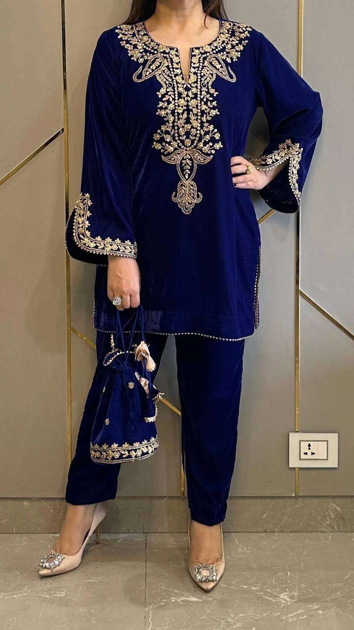 1156 Heavy Velvet Embroidered Salwar Suits Wholesale catalog