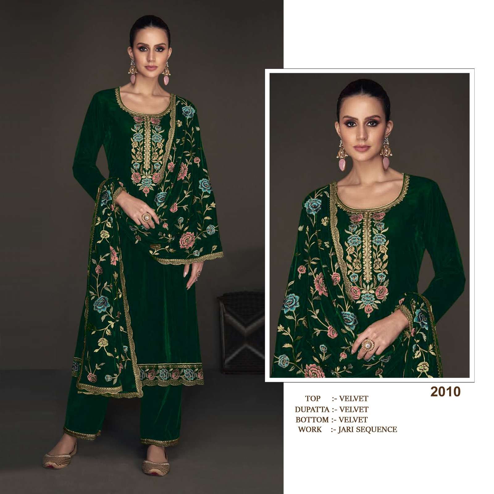 2010 Pure Viscose Velvet Embroidered Salawar Kameez Wholesale catalog