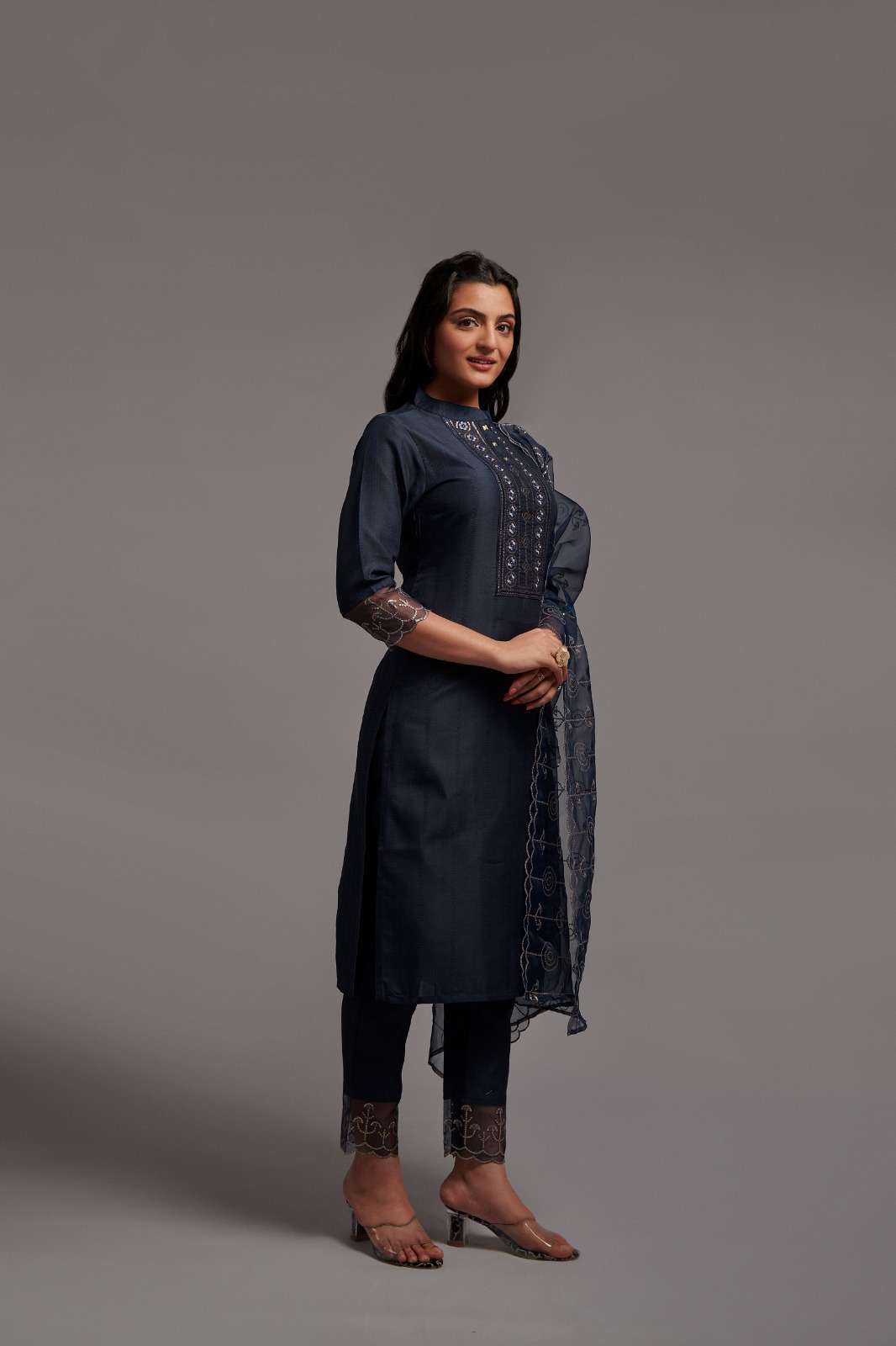 346 Grey Chinnon Kurti Wholesale catalog