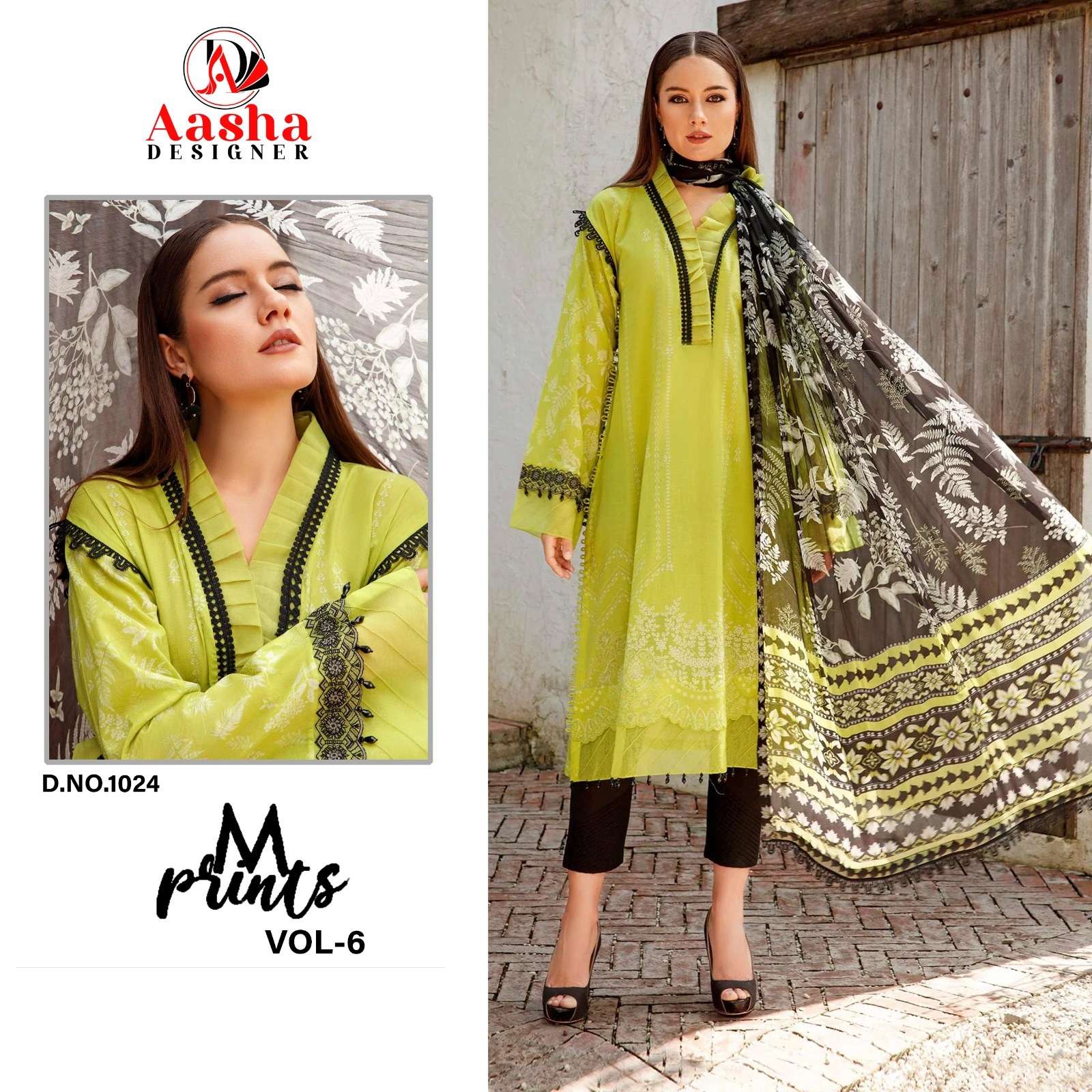 Aasha M Print Vol 6 Cotton Dupatta Pakistani Suits Wholesale catalog