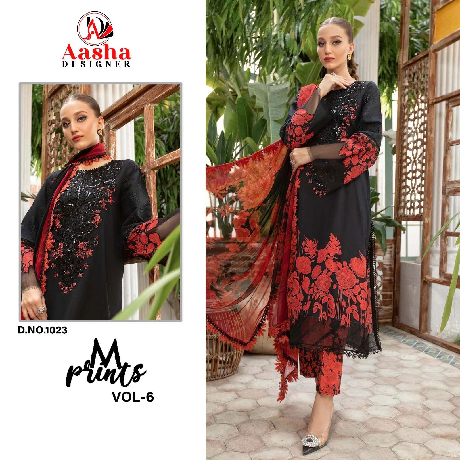 Aasha M Print Vol 6 Cotton Dupatta Pakistani Suits Wholesale catalog