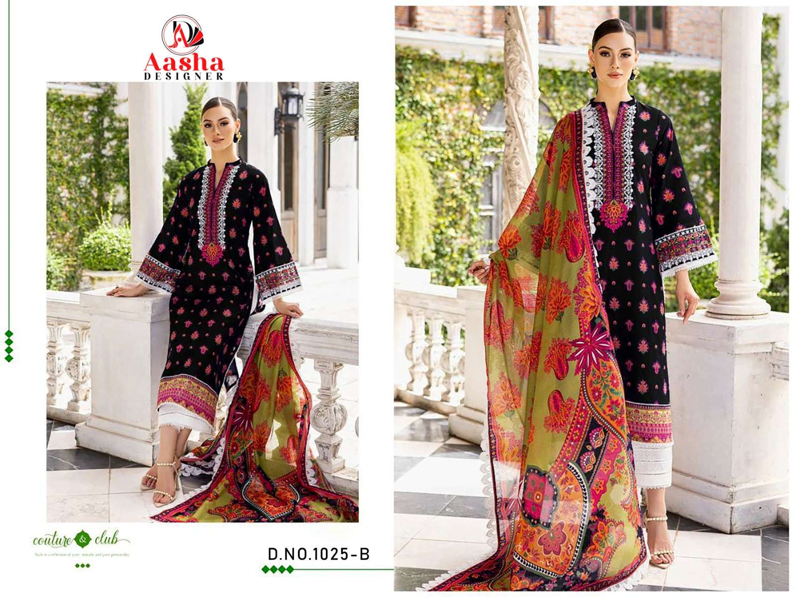 Aasha M Print Vol 7 Chiffon Dupatta Pakistani Suits Wholesale catalog