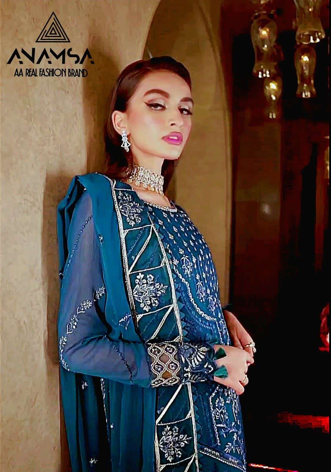 Anamsa 244 Pure Faux Georgette Pakistani Suits Wholesale catalog