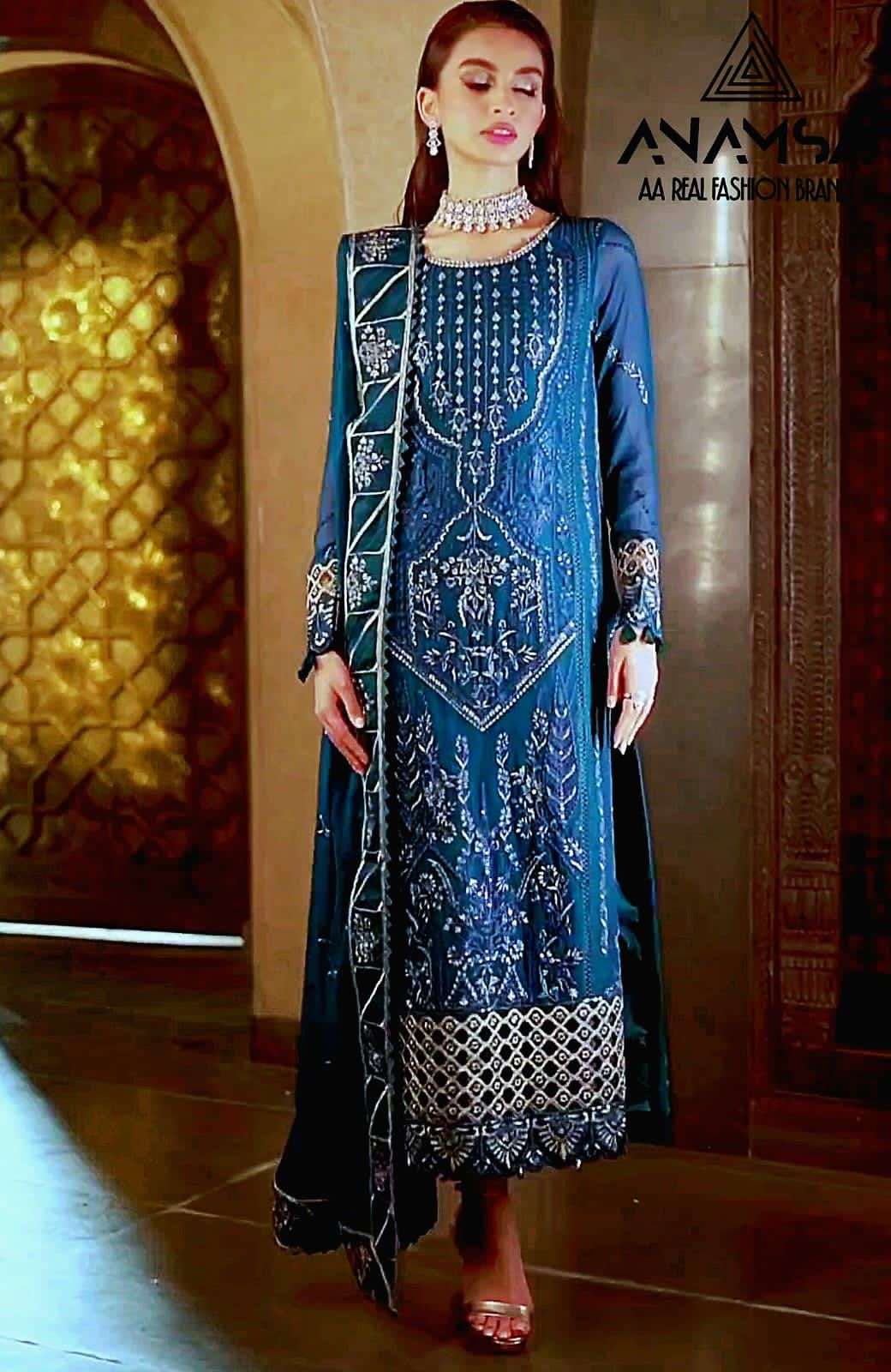 Anamsa 244 Pure Faux Georgette Pakistani Suits Wholesale catalog