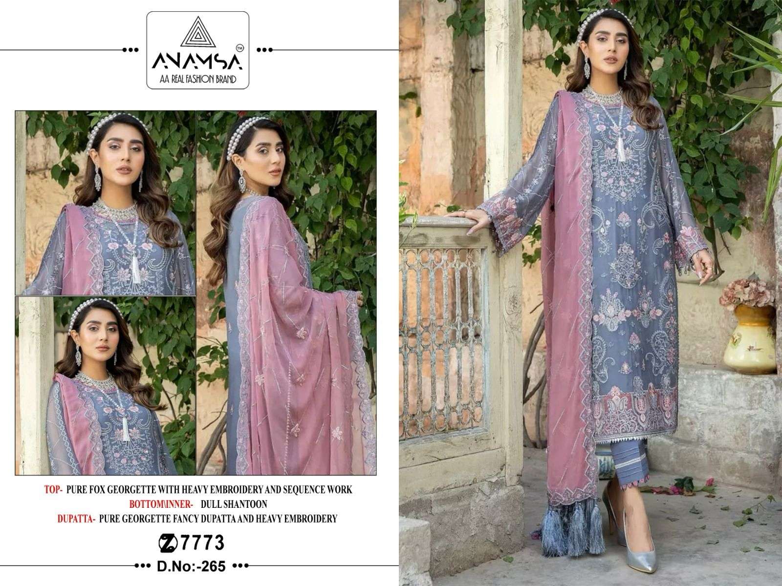 Anamsa 265 Faux Georgette Pakistani Suits Wholesale catalog