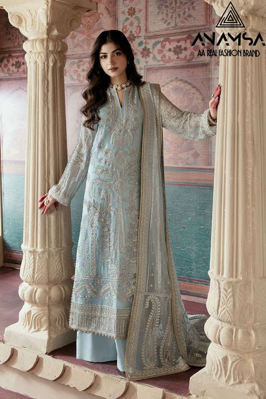 Anamsa 276 Faux Georgette Pakistani suits Wholesale catalog