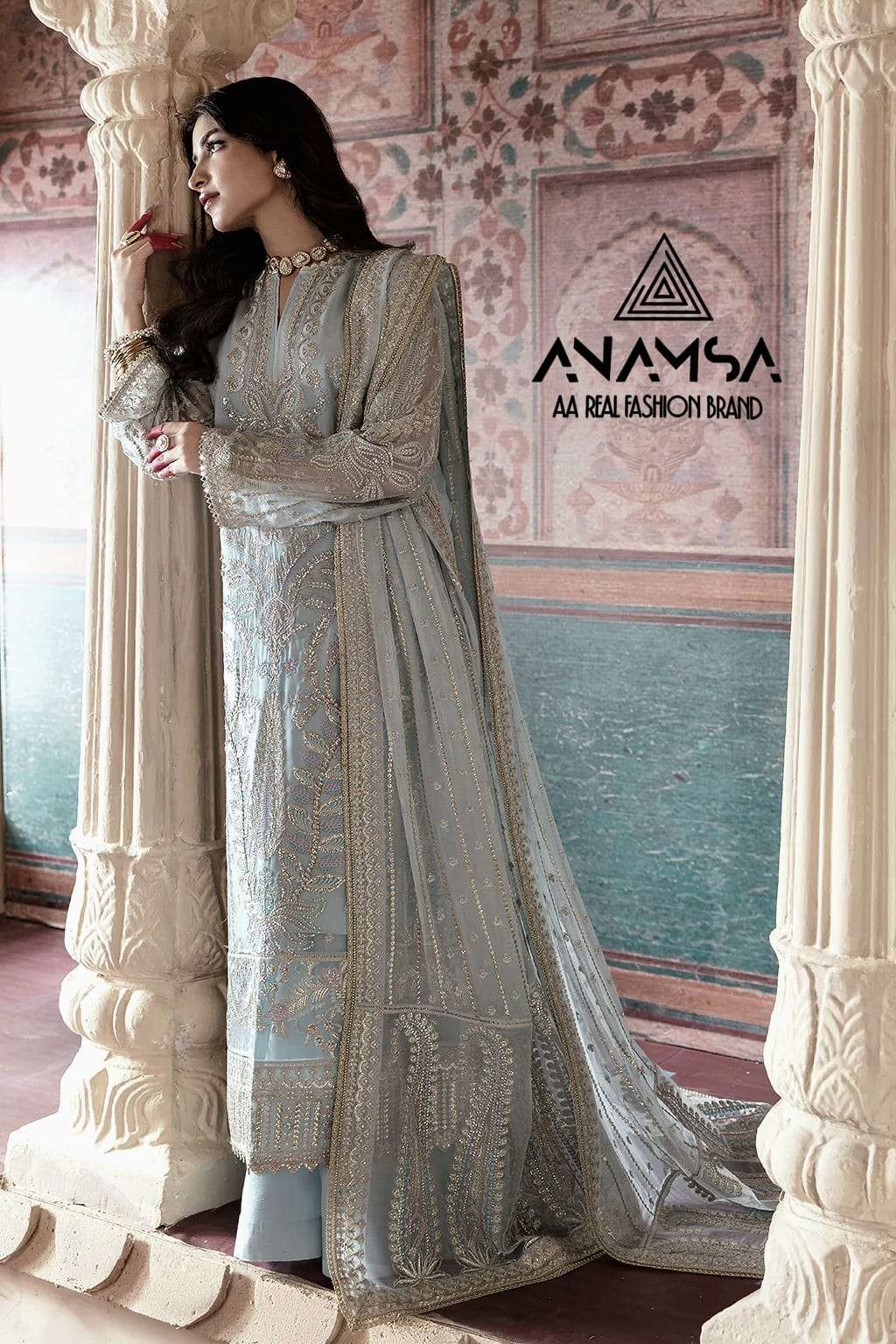 Anamsa 276 Faux Georgette Pakistani suits Wholesale catalog