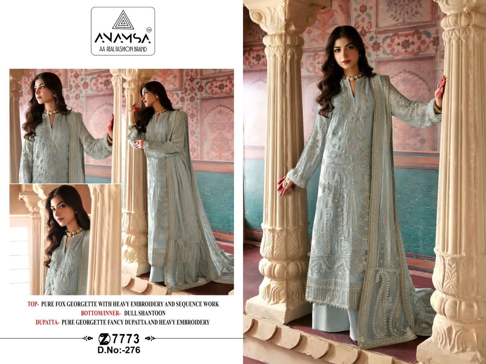 Anamsa 276 Faux Georgette Pakistani suits Wholesale catalog