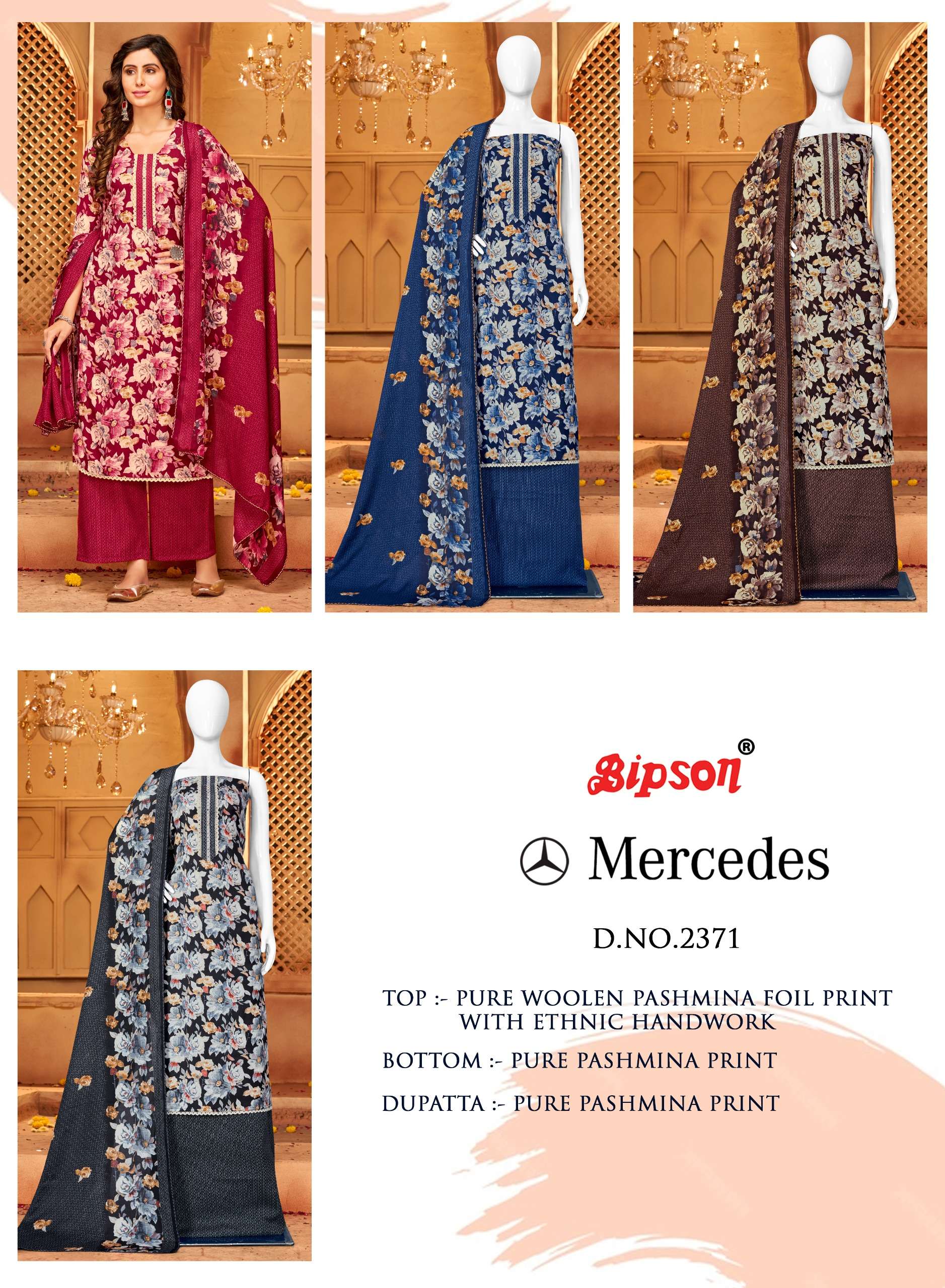 Bipson Mercedes 2371 Pure Dress Material Wholesale catalog