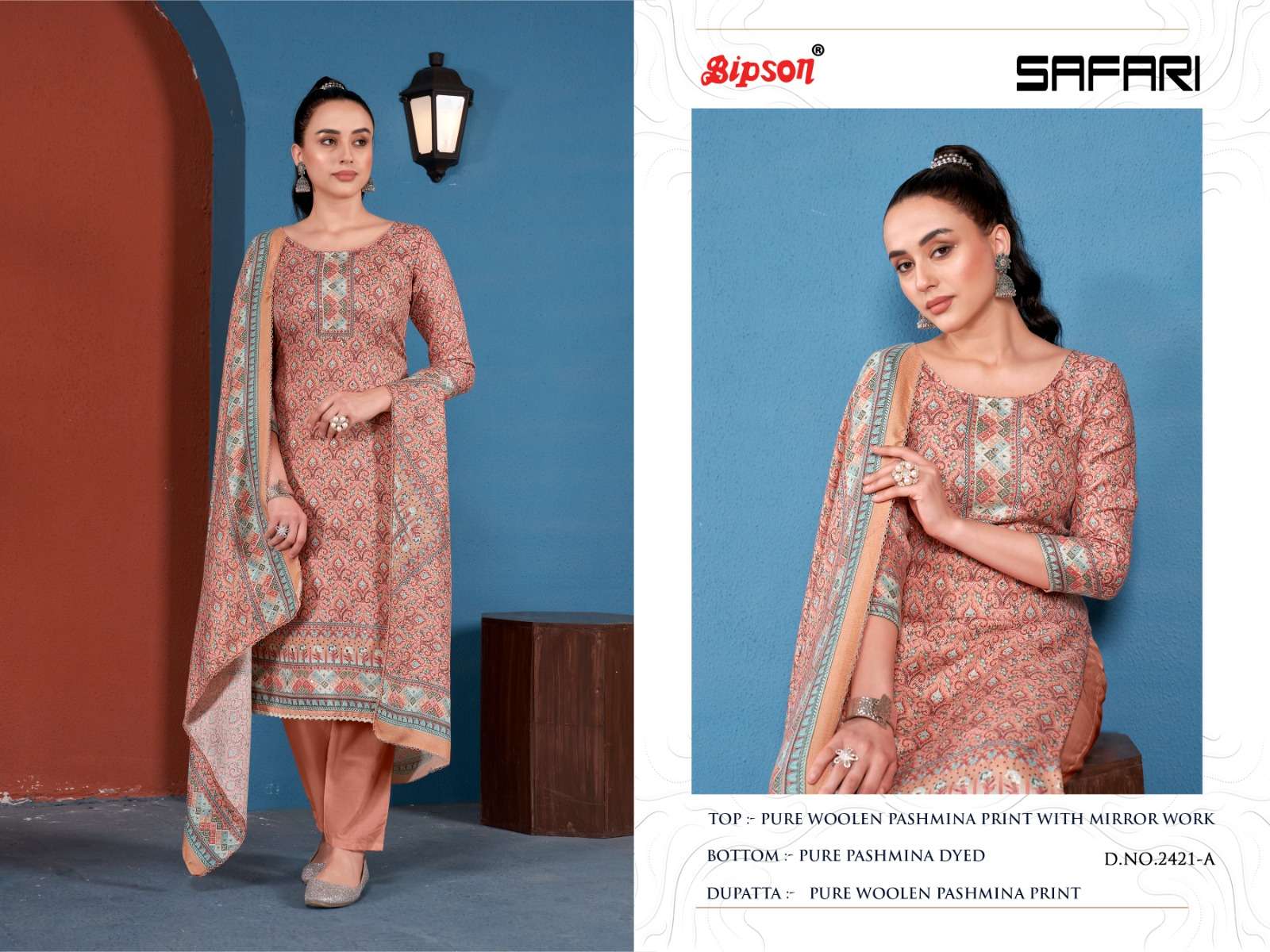 Bipson Safari 2421 Wool Pashmina Dress Material Wholesale catalog