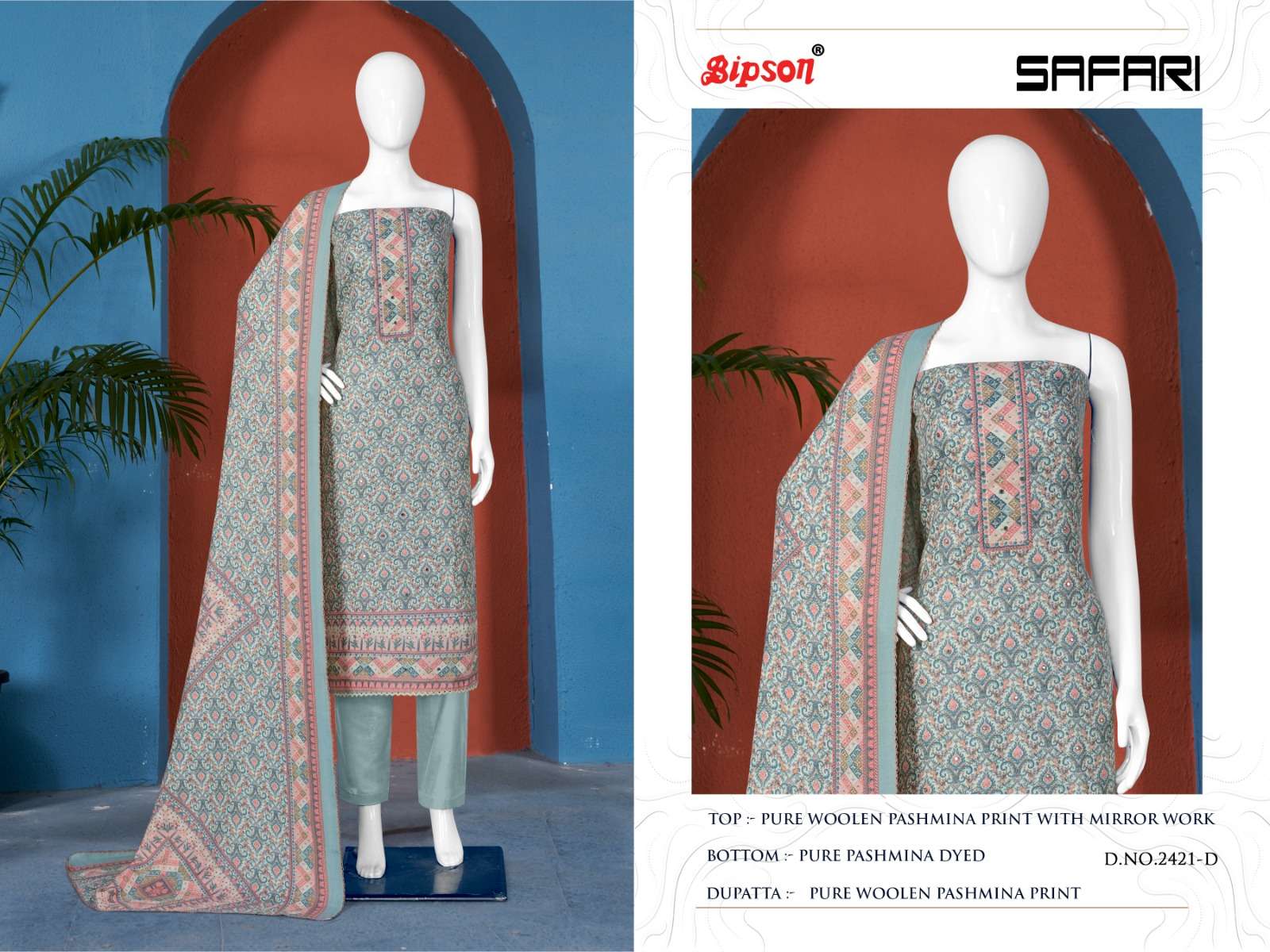 Bipson Safari 2421 Wool Pashmina Dress Material Wholesale catalog