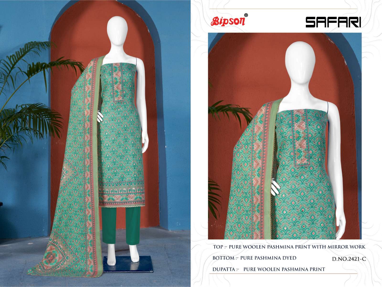 Bipson Safari 2421 Wool Pashmina Dress Material Wholesale catalog