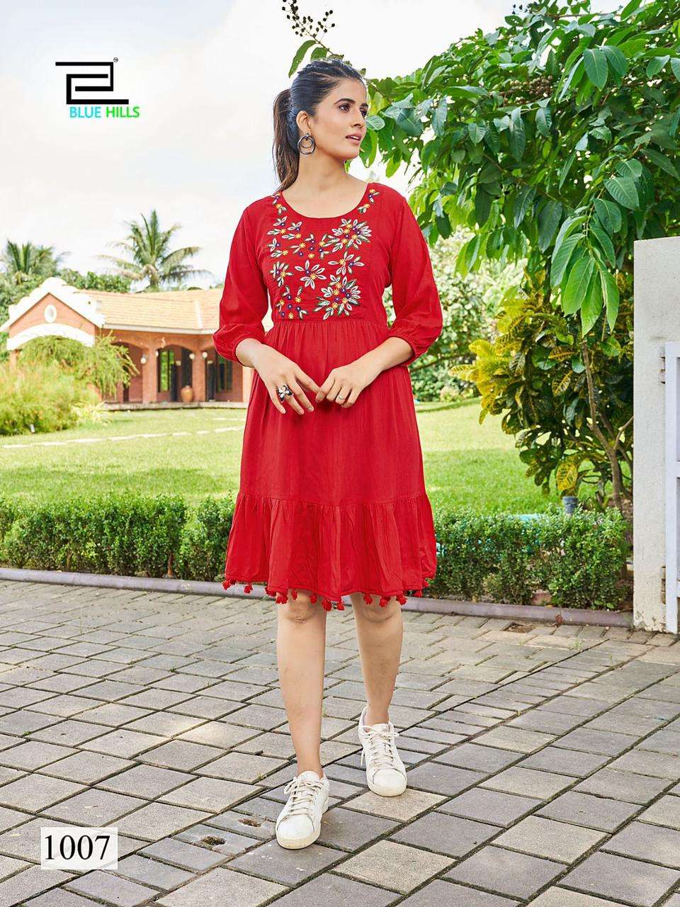 Blue hills Kiara Wrinkle rayon Kurti Wholesale catalog