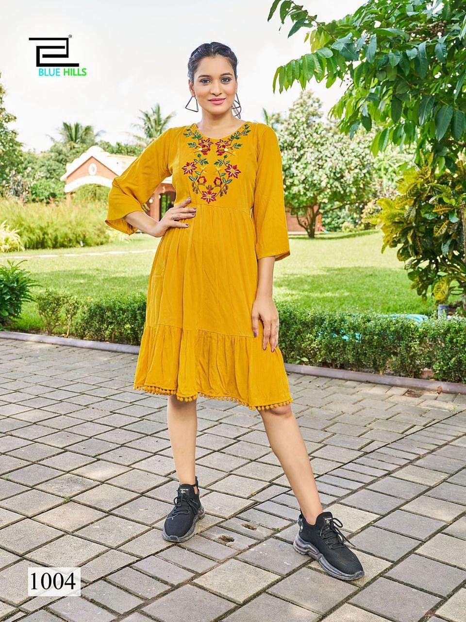 Blue hills Kiara Wrinkle rayon Kurti Wholesale catalog