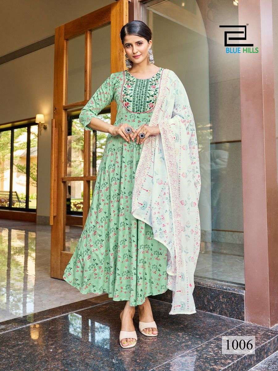 Blue Hills Kohinoor Rayon Printed Kurti Wholesale catalog