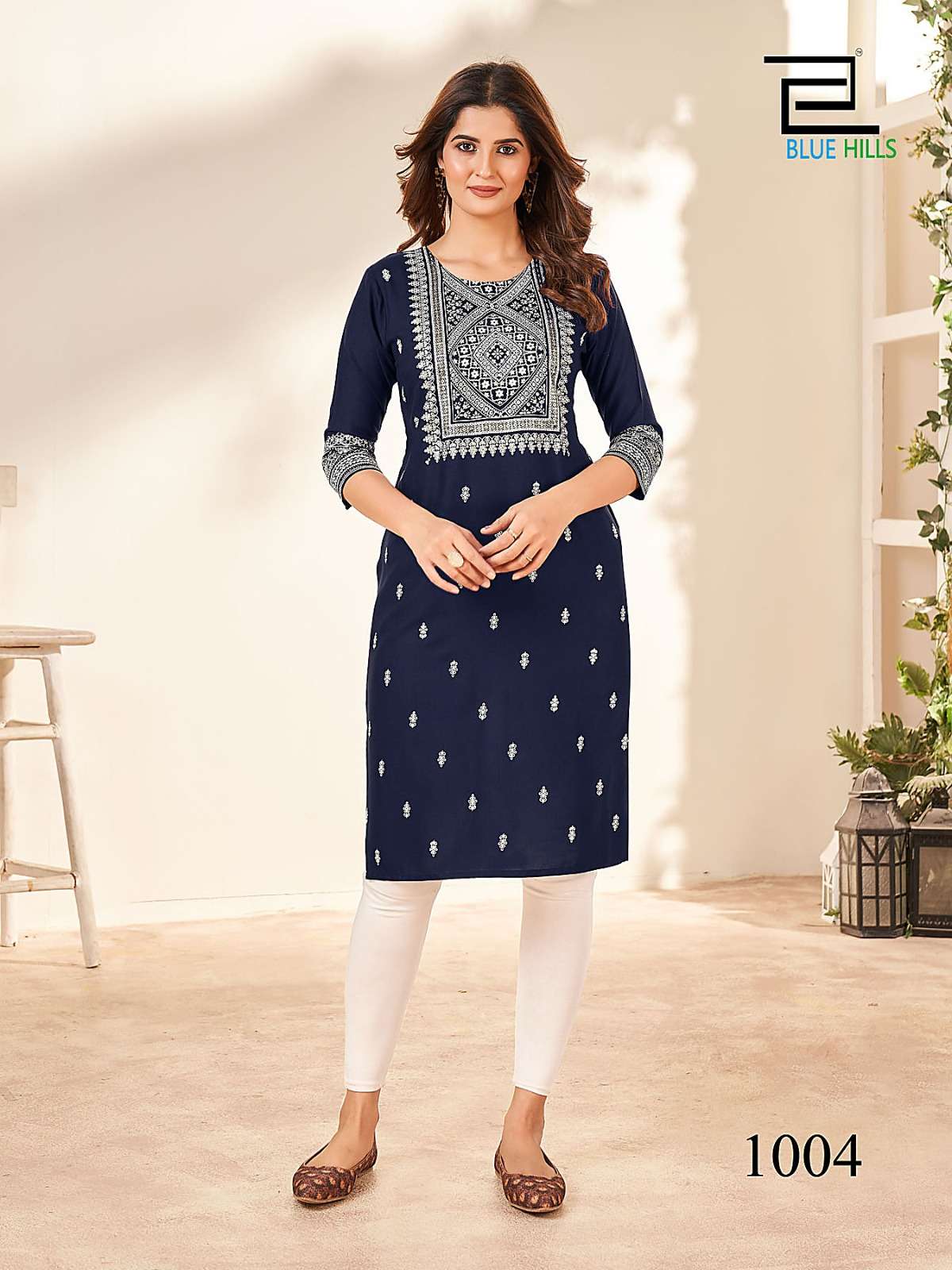 Blue Hills Peacock Rayon Foil Printed Kurti Wholesale catalog