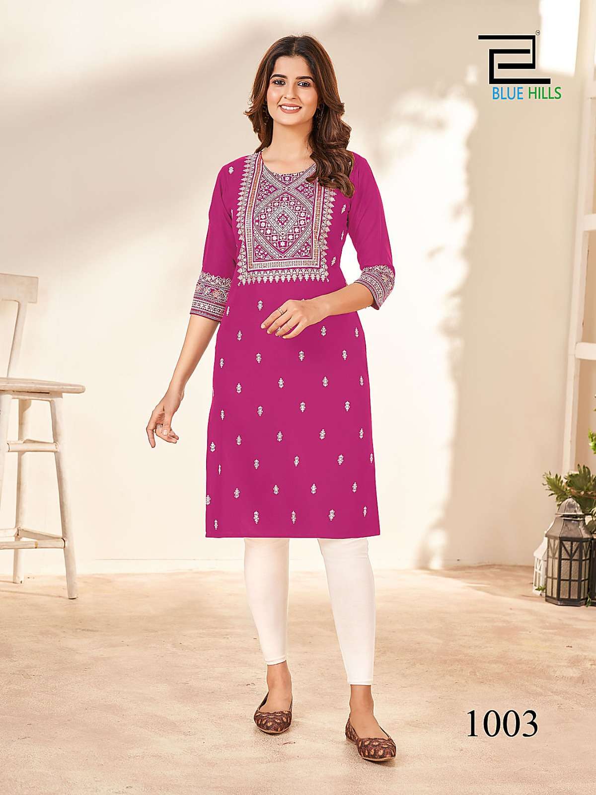 Blue Hills Peacock Rayon Foil Printed Kurti Wholesale catalog