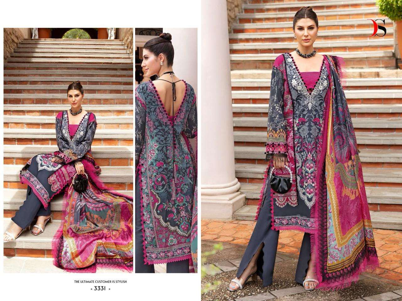 Deepsy Firdous Queens Court 5 Chiffon Dupatta Pakistani Suits Wholesale catalog