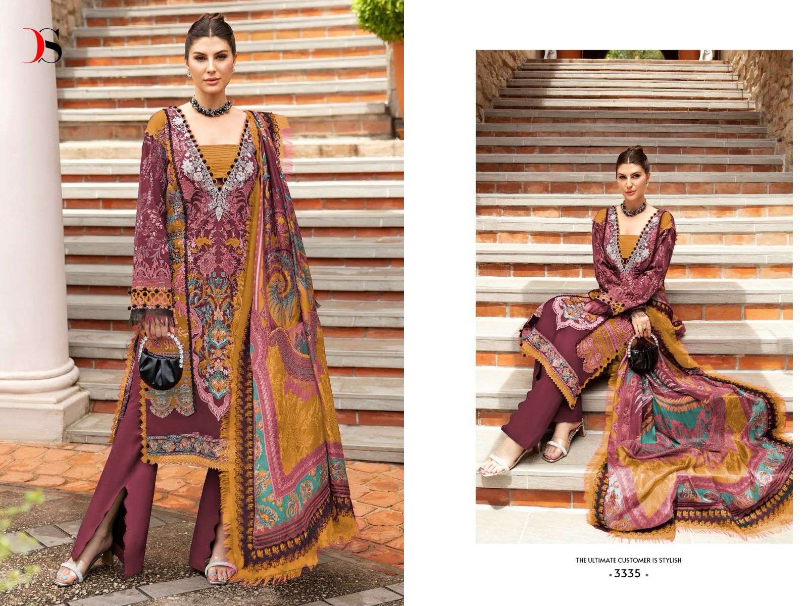 Deepsy Firdous Queens Court 5 Chiffon Dupatta Pakistani Suits Wholesale catalog