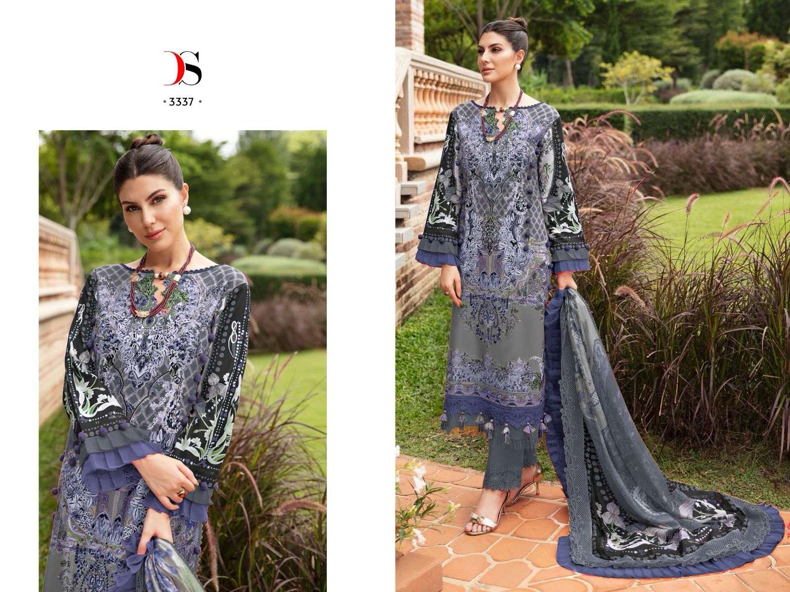 Deepsy Firdous Queens Court 5 Cotton Dupatta Pakistani Suits Wholesale catalog