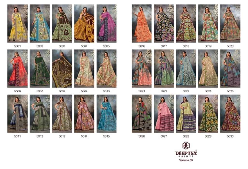 Deeptex Mother India Vol-50 – Cotton Saree -Wholesale Catalog