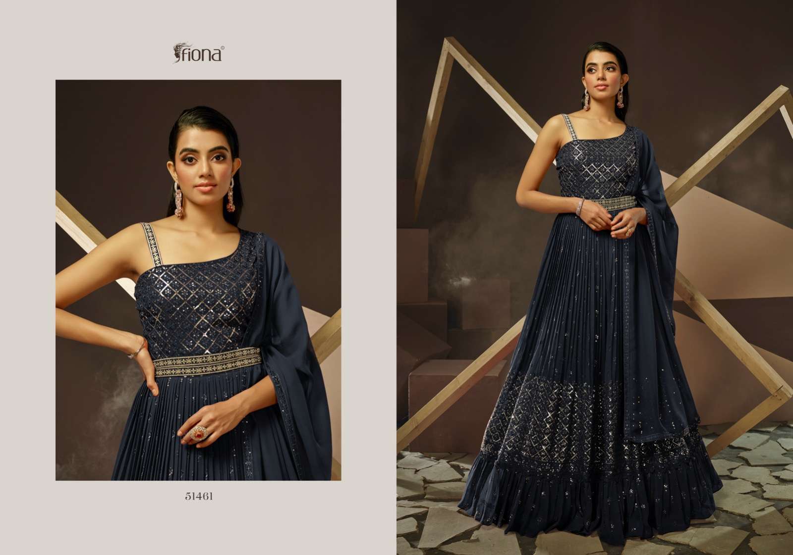 Fiona Navyata Gerogette Designer Gown Kurti Wholesale catalog