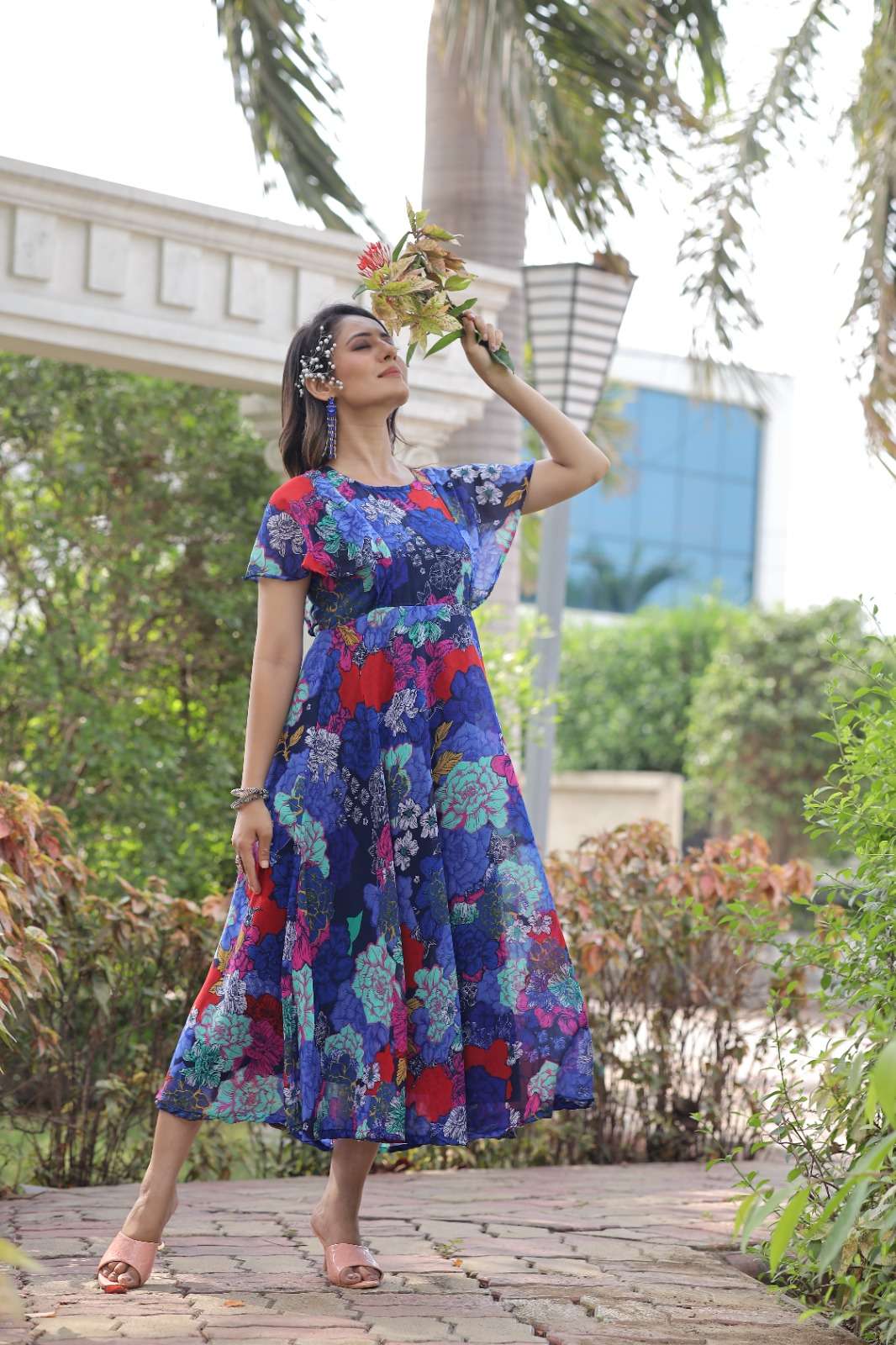 Floral Georgette Printed Maxi Kurti Wholesale catalog