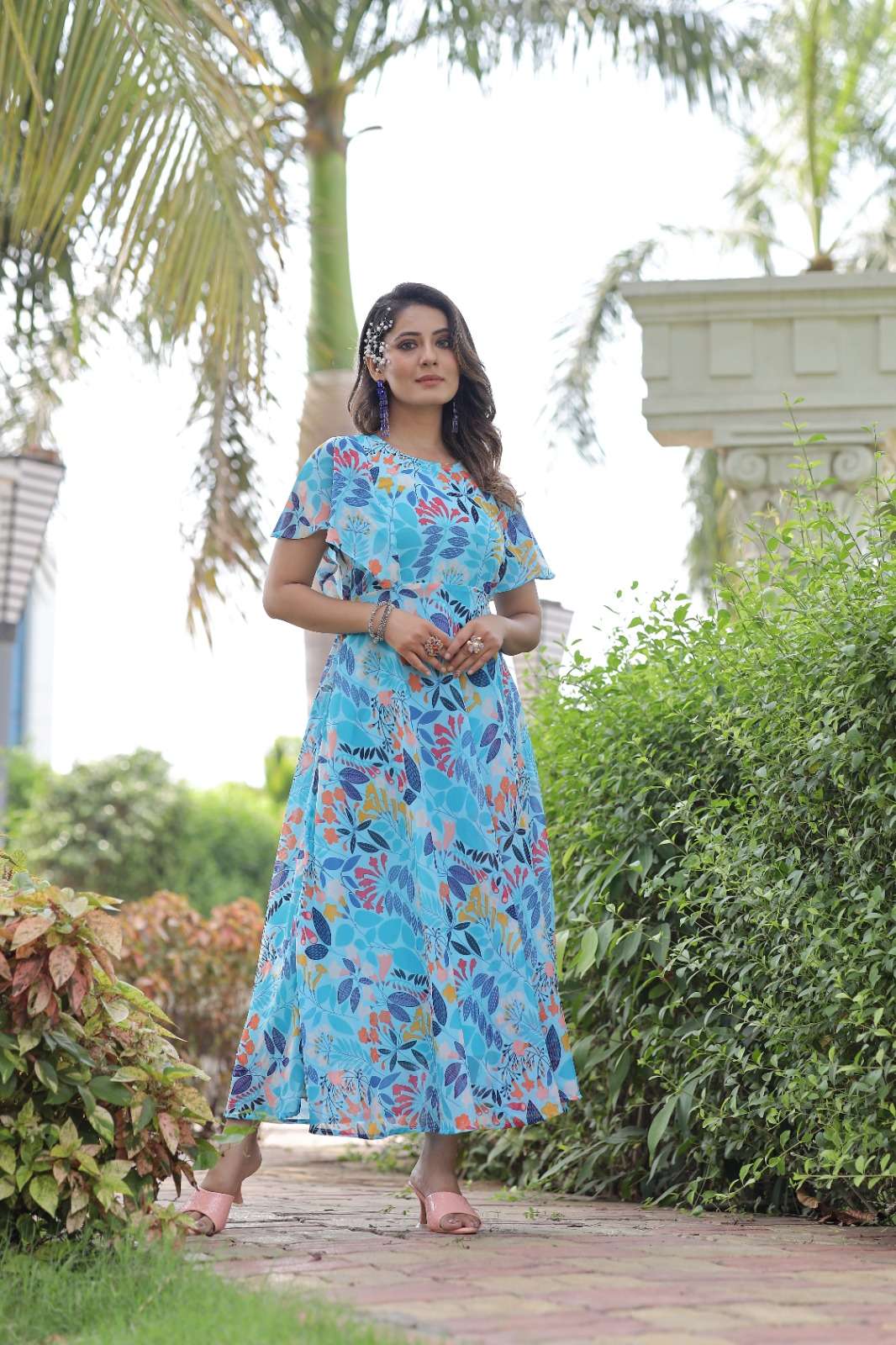 Floral Georgette Printed Maxi Kurti Wholesale catalog