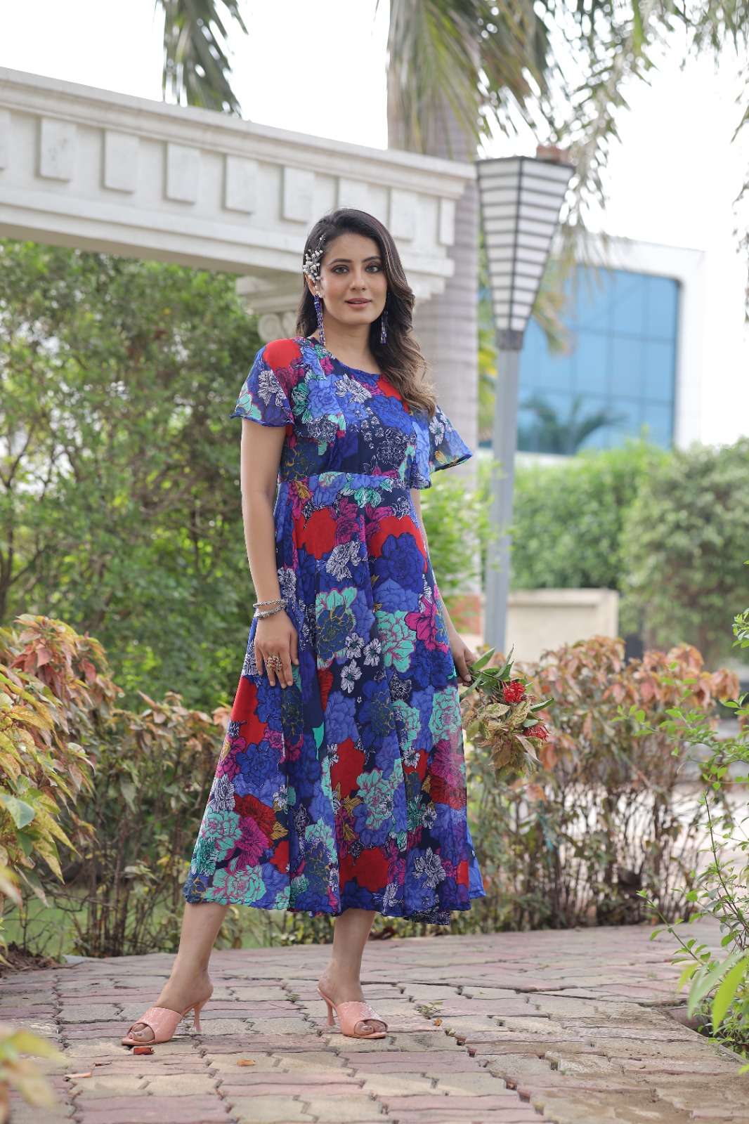 Floral Georgette Printed Maxi Kurti Wholesale catalog