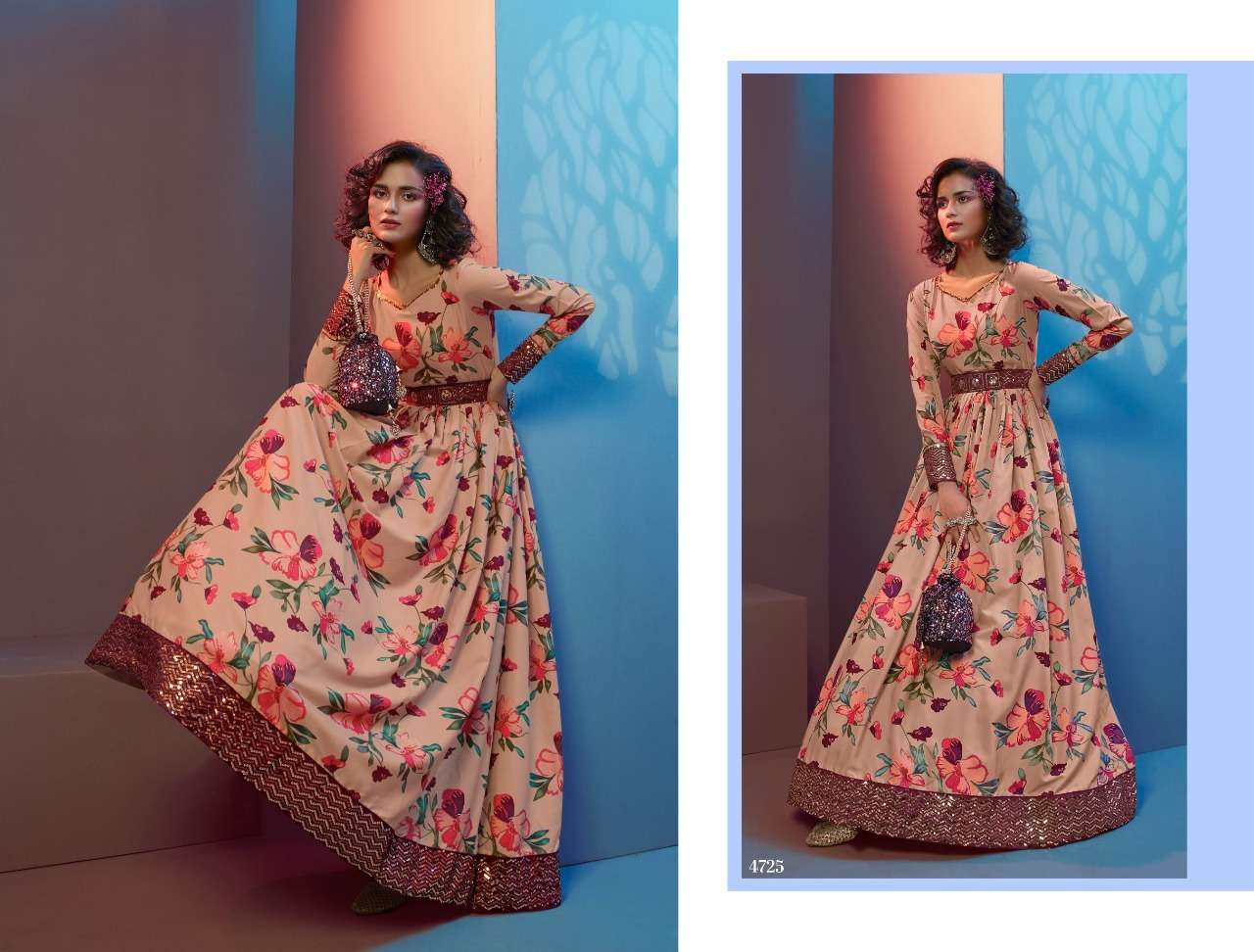 FLORY VOL. 19 Printed Long Anarkali Gown Kurti Wholesale catalog