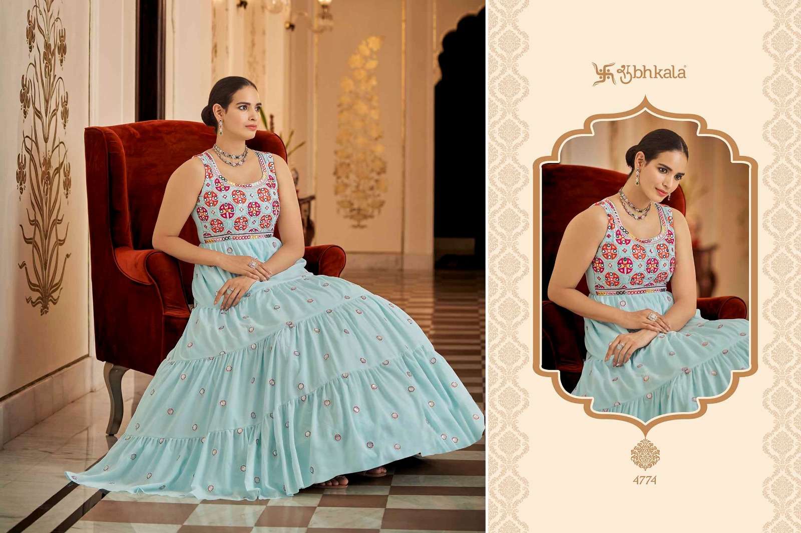 FLORY VOL. 23 Sequince Embroidered Work Anarkali Gown Kurti Wholesale catalog
