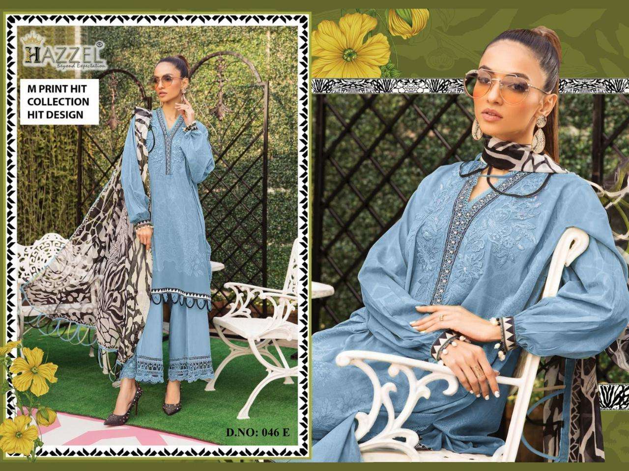 Hazzel Maria B 046 Chiffon Dupatta Salwar Suits Wholesale catalog