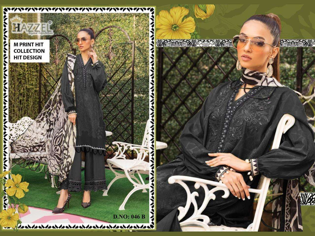 Hazzel Maria B 046 Cotton Dupatta Pakistani Suits Wholesale catalog