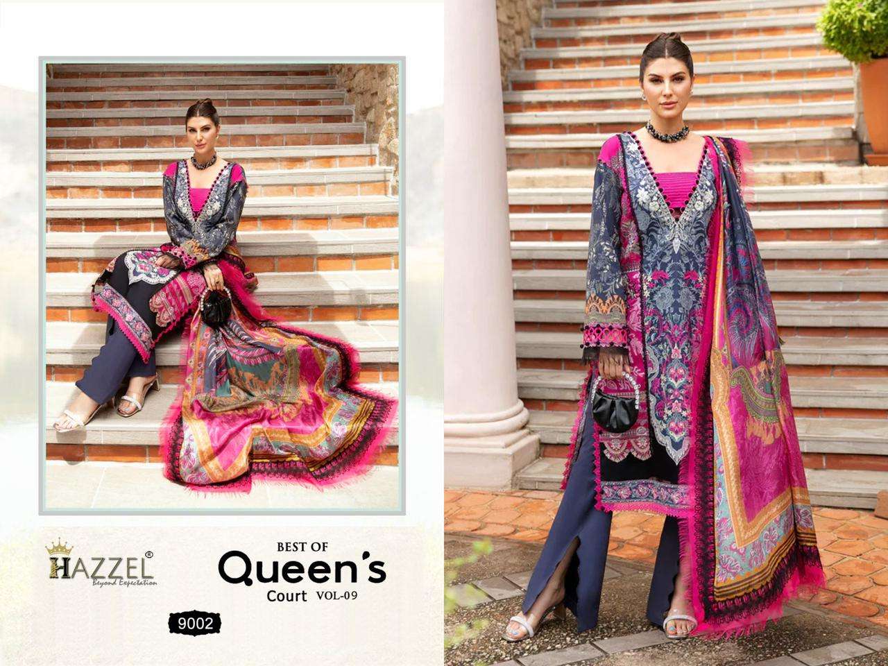 Hazzel Queens Court Vol 9 Chiffon Dupatta Salwar Suits Wholesale catalog