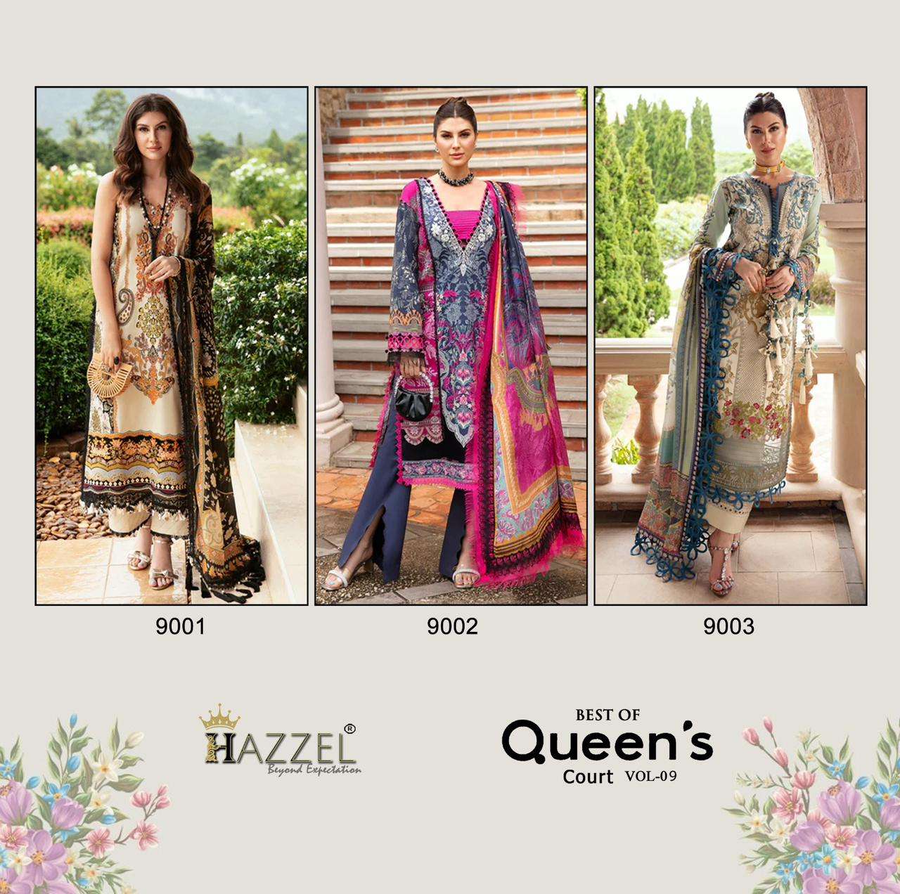 Hazzel Queens Court Vol 9 Chiffon Dupatta Salwar Suits Wholesale catalog