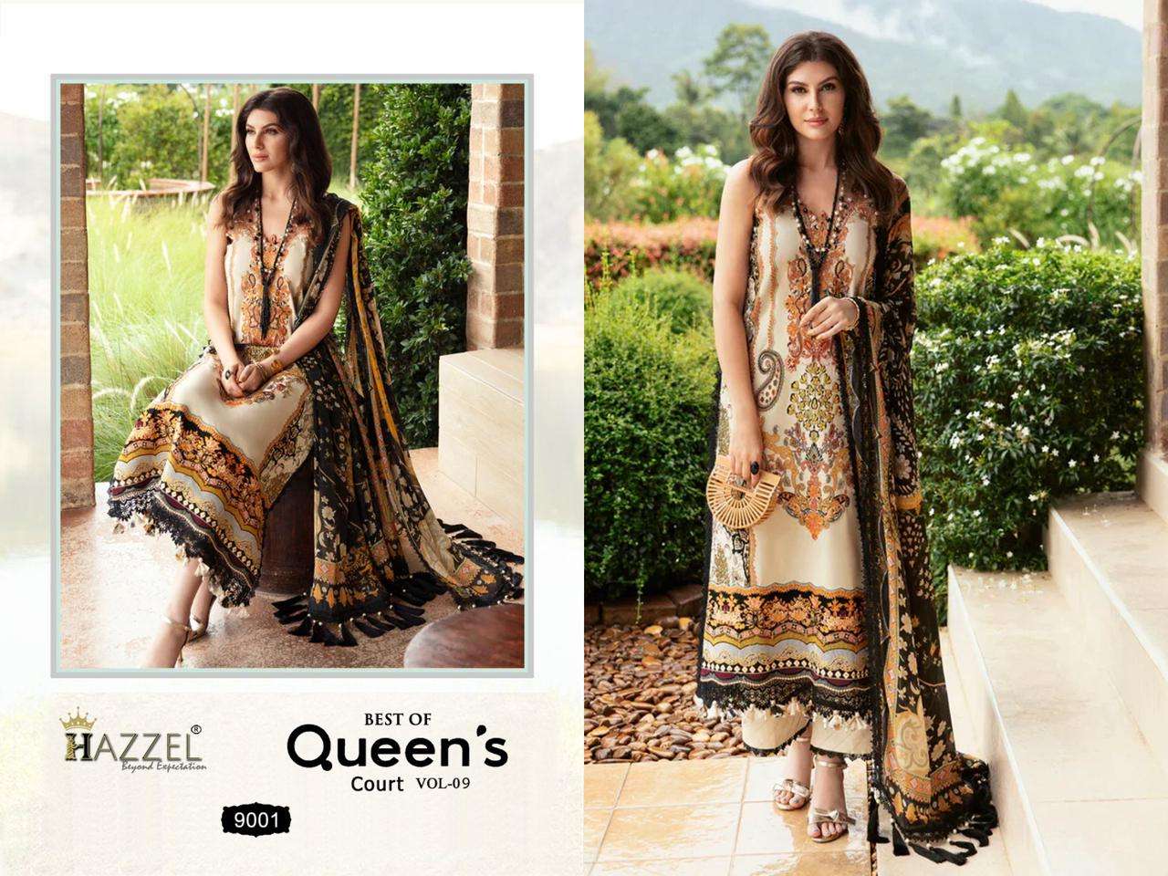 Hazzel Queens Court Vol 9 Cotton Dupatta Salwar Suits Wholesale catalog