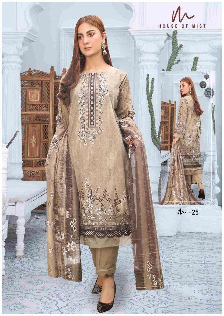 House Of Mist Ghazal Von 3 Karachi Cotton Dress Material Wholesale catalog