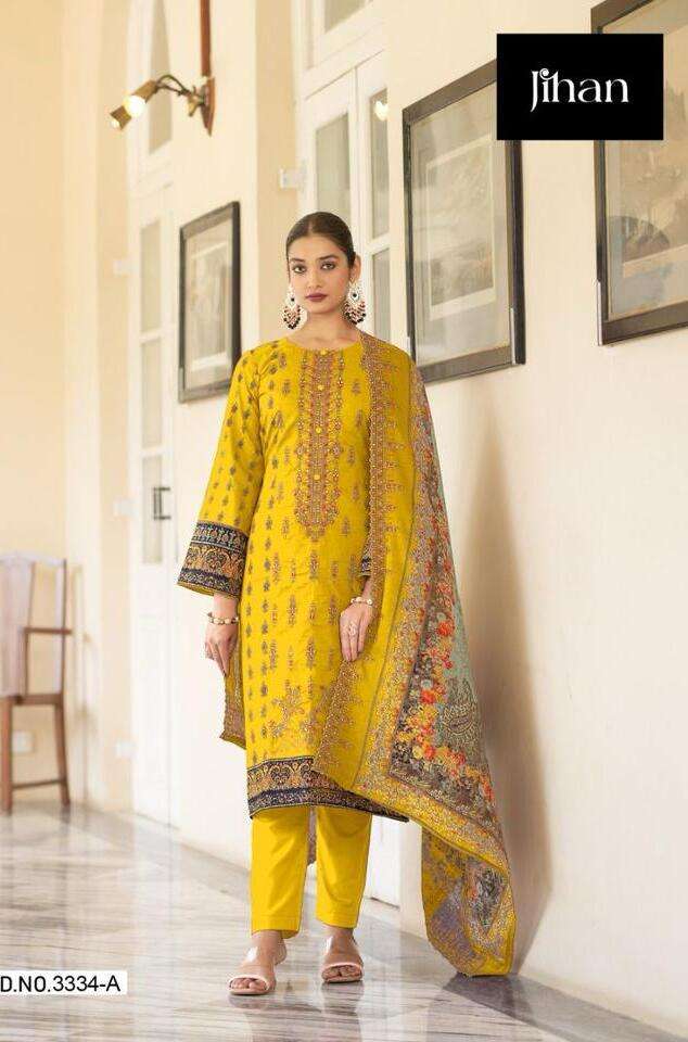 Jihan Bin Saeed 3334 Pure Lawn Printed Pakistani Suits Wholesale catalog